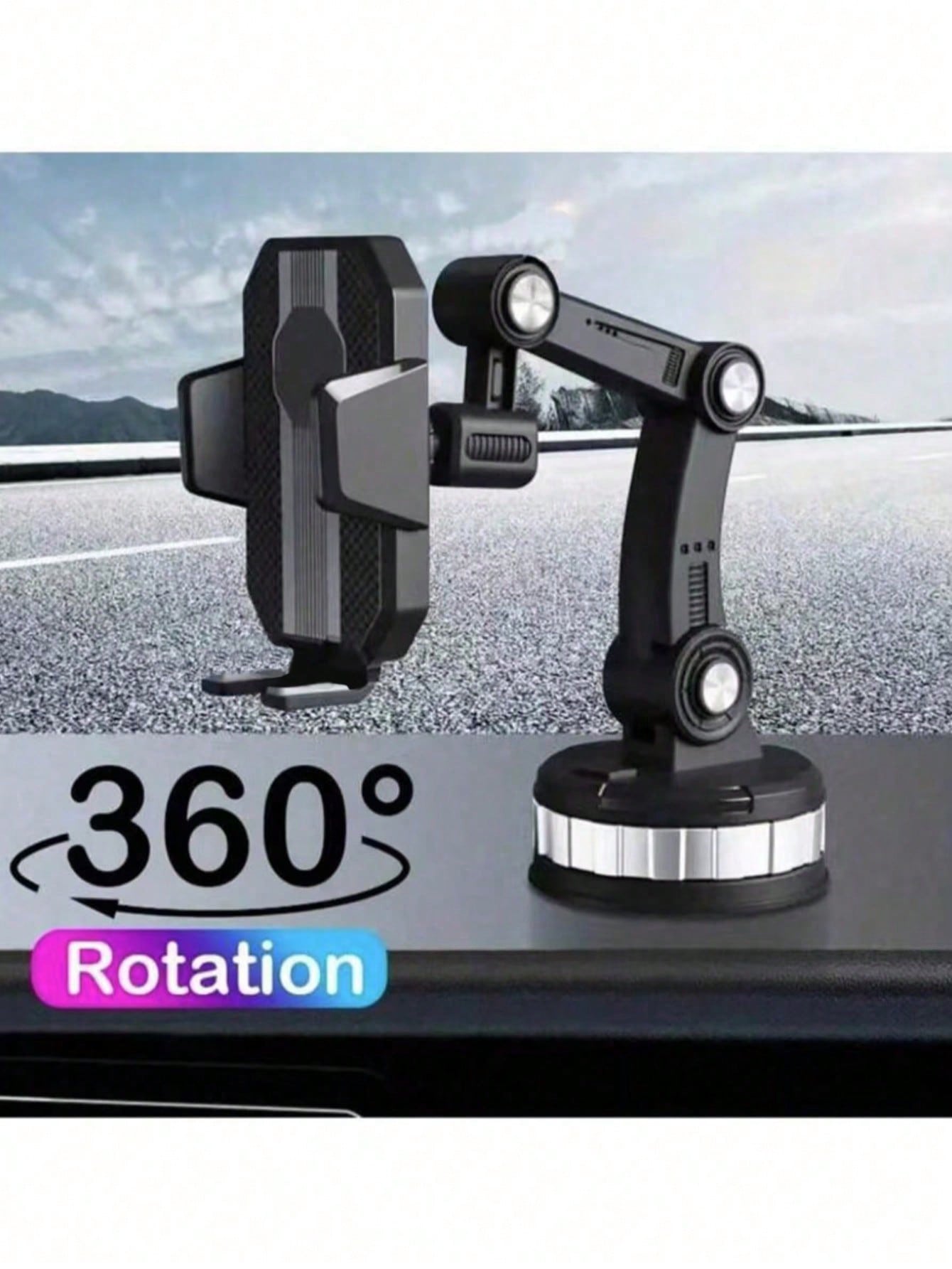 360 Degree Rotating Phone Holder- Durable ABS Material, Adjustable Arm And Clip Dashboard Mount Suitable For Cars, Trucks, And Construction Vehicles