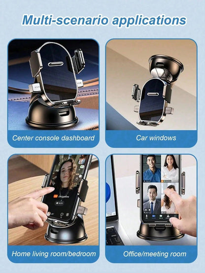 360° Rotating Dashboard Phone Holder- With Suction Cup Base, Auto-Lock Mechanism, Shock-Proof, Universal Car Navigation Bracket