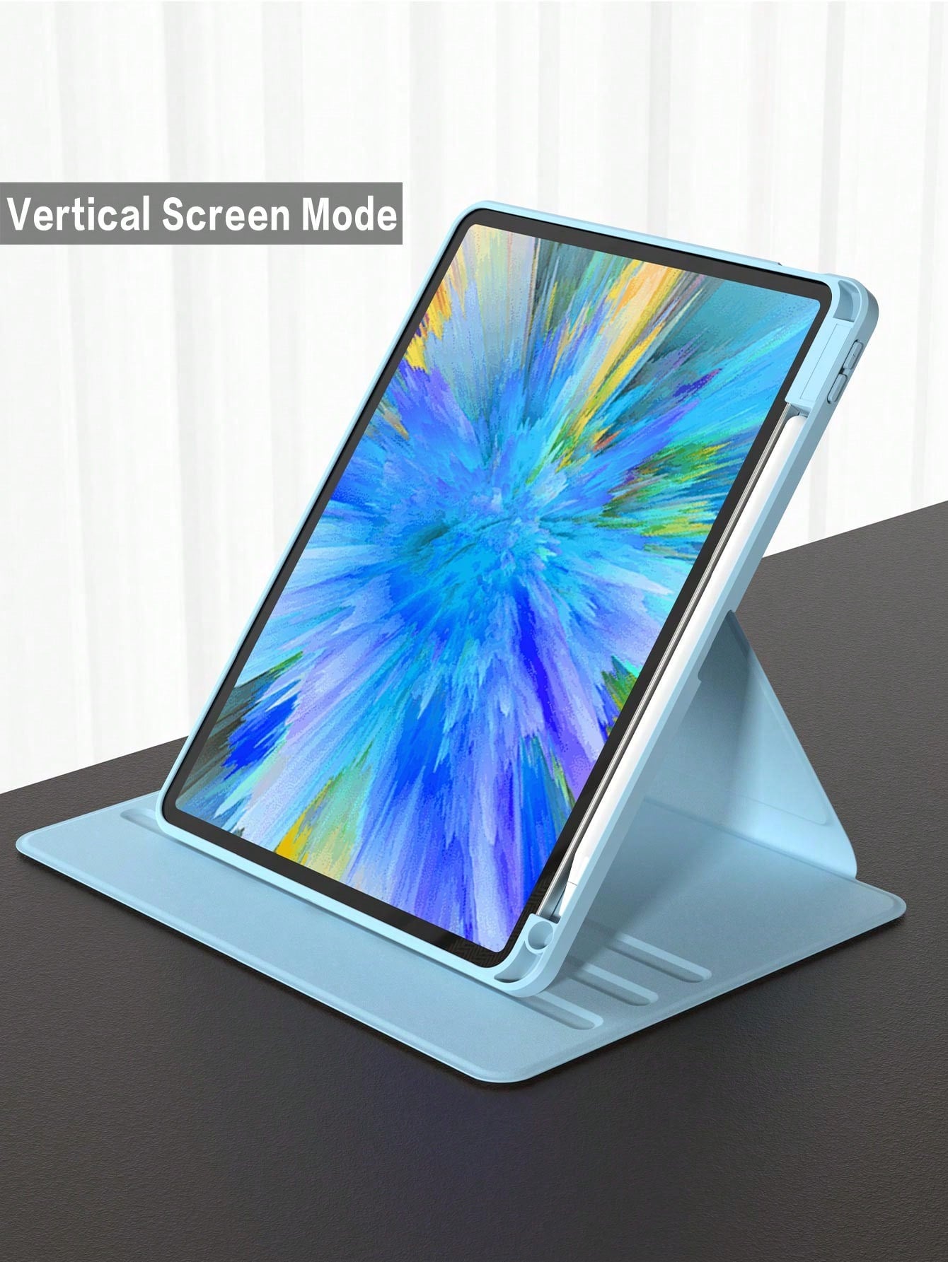 360° Rotating Protective Case With Pencil Holder For IPad 5/6/7/8/9/10/11, IPad Mini 6/7, IPad Air 1/2/3/4/5, 11" (M2)/11" (M3)/13" (M2)/13" (M3), IPad Pro 12.9" (3rd/4th/5th/6th Gen)- Blue