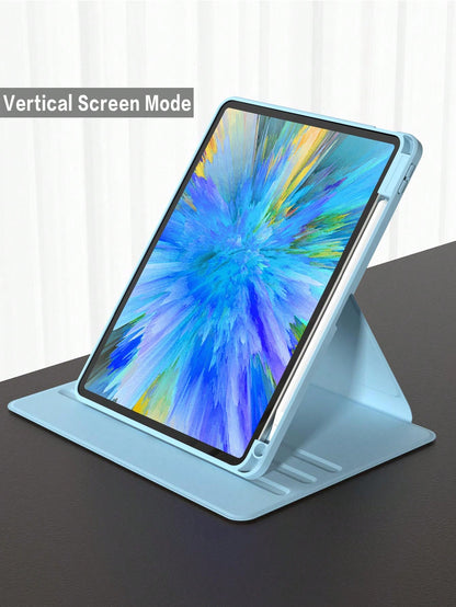 360° Rotating Protective Case With Pencil Holder For IPad 5/6/7/8/9/10/11, IPad Mini 6/7, IPad Air 1/2/3/4/5, 11" (M2)/11" (M3)/13" (M2)/13" (M3), IPad Pro 12.9" (3rd/4th/5th/6th Gen)- Blue