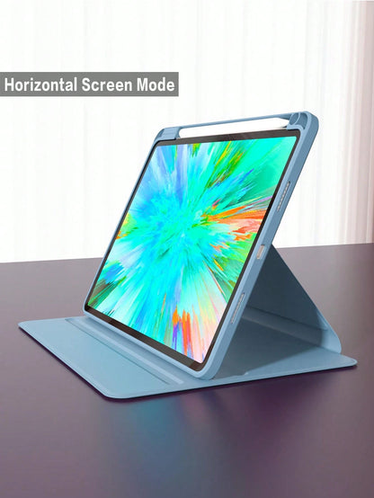 360° Rotating Protective Case With Pencil Holder For IPad 5/6/7/8/9/10/11, IPad Mini 6/7, IPad Air 1/2/3/4/5, 11" (M2)/11" (M3)/13" (M2)/13" (M3), IPad Pro 12.9" (3rd/4th/5th/6th Gen)- Blue