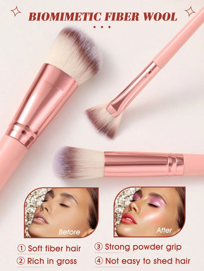 38pcs Makeup Brush Set, Includes: 25pcs Makeup Brushes + 3pcs Makeup Sponges + 3pcs Mini Makeup Sponges + 3pcs Makeup Powder Puffs + 3pcs Mini Air Cushion Puffs + 1pc Makeup Brush Cleaning Tool