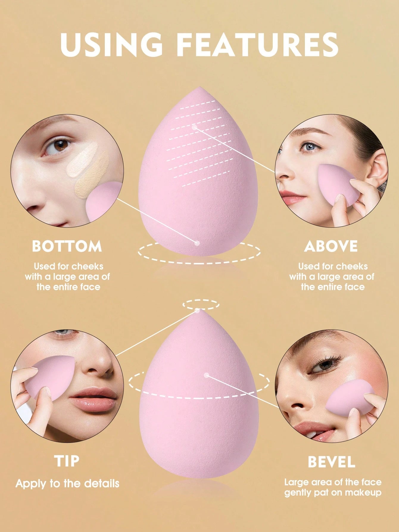 38pcs Makeup Brush Set, Includes: 25pcs Makeup Brushes + 3pcs Makeup Sponges + 3pcs Mini Makeup Sponges + 3pcs Makeup Powder Puffs + 3pcs Mini Air Cushion Puffs + 1pc Makeup Brush Cleaning Tool
