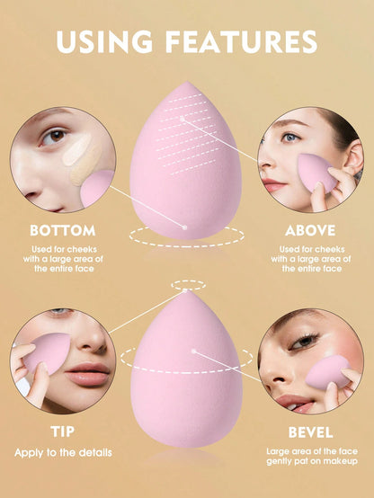 38pcs Makeup Brush Set, Includes: 25pcs Makeup Brushes + 3pcs Makeup Sponges + 3pcs Mini Makeup Sponges + 3pcs Makeup Powder Puffs + 3pcs Mini Air Cushion Puffs + 1pc Makeup Brush Cleaning Tool