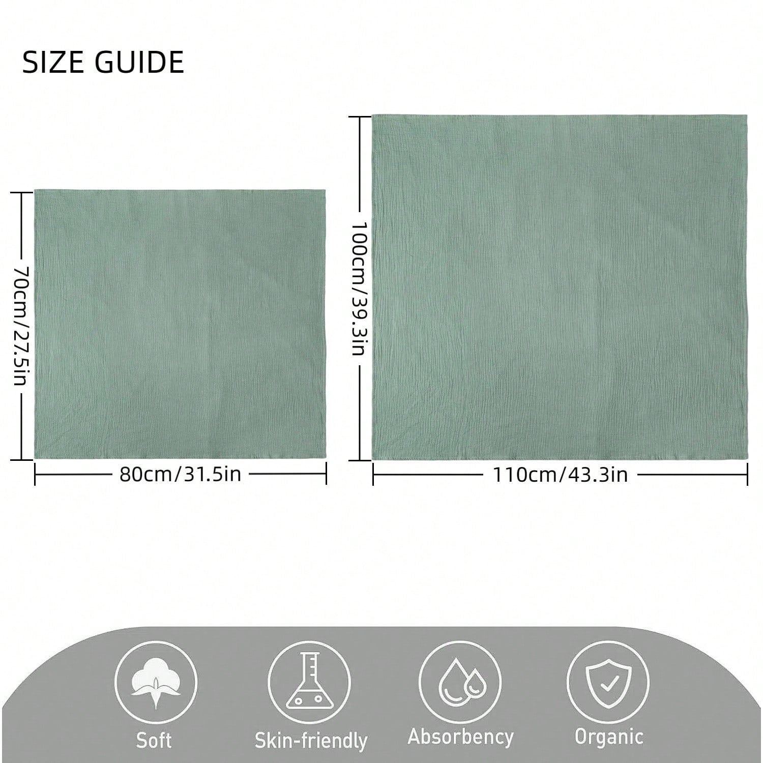 39 X 43 Inch Muslin Swaddle Blanket, Breathable Soft Swaddle Wrap, Essential Newborn Baby Shower Gift