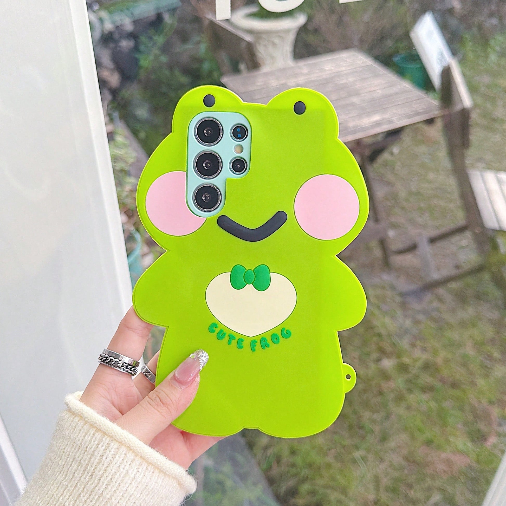 3D Cute Green Bow Silicone Phone Shockproof Protective Cover Fit S26 Ultra/S25/S24 Plus/17 Pro////Daily Shopping Travel Party Outdoor Selfie Use