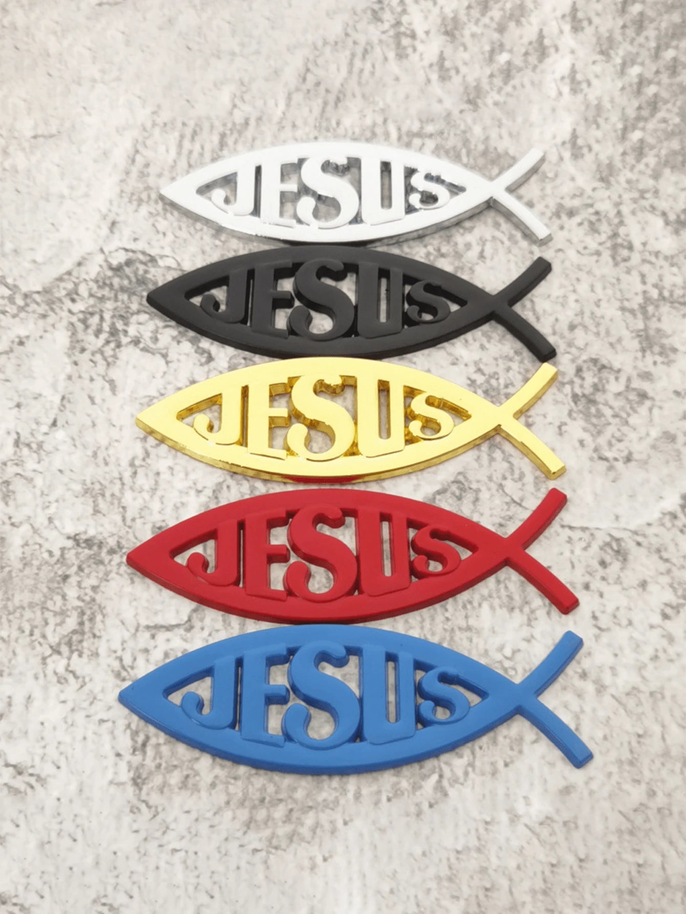 3D Metal Jesus Fish Car Emblem Sticker, Personalized Decorative Christian Jesus Fish Symbol Car Body Decal Badge Sticker