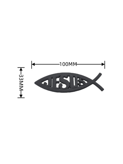 3D Metal Jesus Fish Car Emblem Sticker, Personalized Decorative Christian Jesus Fish Symbol Car Body Decal Badge Sticker