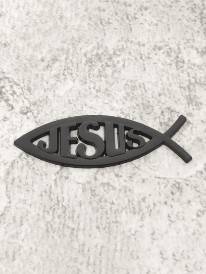 3D Metal Jesus Fish Car Emblem Sticker, Personalized Decorative Christian Jesus Fish Symbol Car Body Decal Badge Sticker