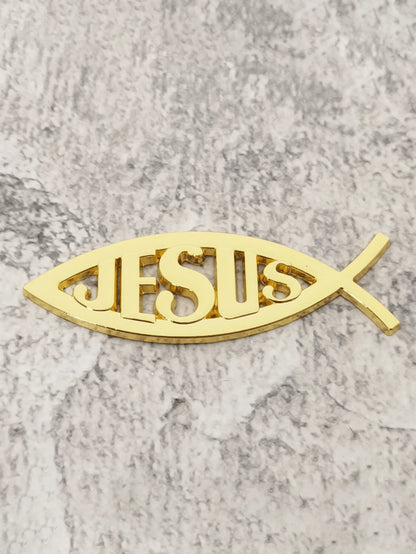 3D Metal Jesus Fish Car Emblem Sticker, Personalized Decorative Christian Jesus Fish Symbol Car Body Decal Badge Sticker