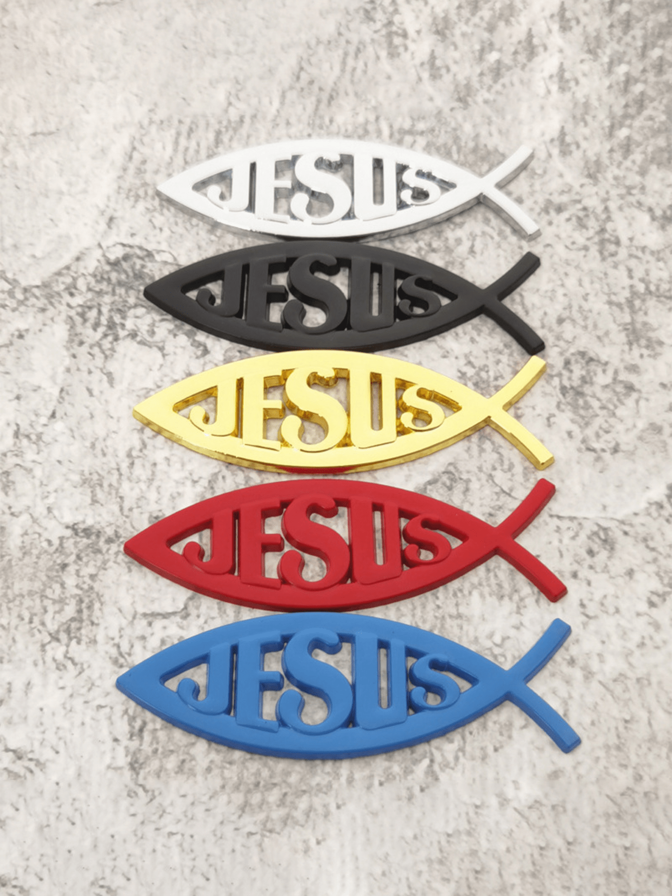 3D Metal Jesus Fish Car Emblem Sticker, Personalized Decorative Christian Jesus Fish Symbol Car Body Decal Badge Sticker