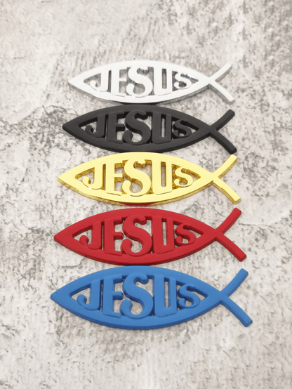3D Metal Jesus Fish Car Emblem Sticker, Personalized Decorative Christian Jesus Fish Symbol Car Body Decal Badge Sticker