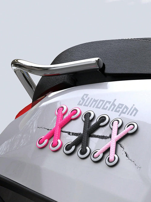 3D Shoelace Car Sticker, Creative Scratch Cover Decal, Suitable For Cars, Motorcycles And Scooters, Universal DIY Car Body Bumper Decoration Patch, Creative Car Exterior Accessory