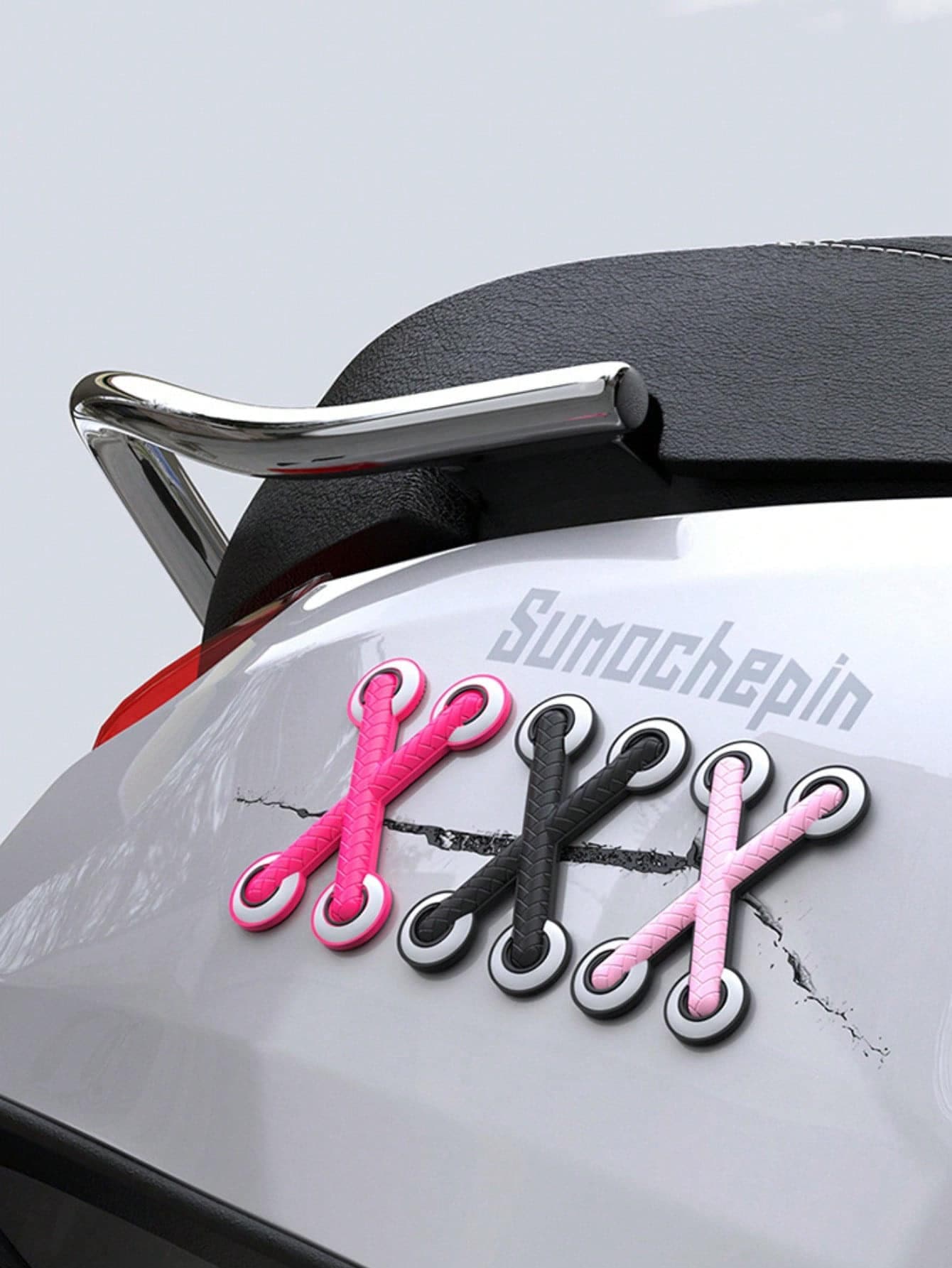 3D Shoelace Car Sticker, Creative Scratch Cover Decal, Suitable For Cars, Motorcycles And Scooters, Universal DIY Car Body Bumper Decoration Patch, Creative Car Exterior Accessory