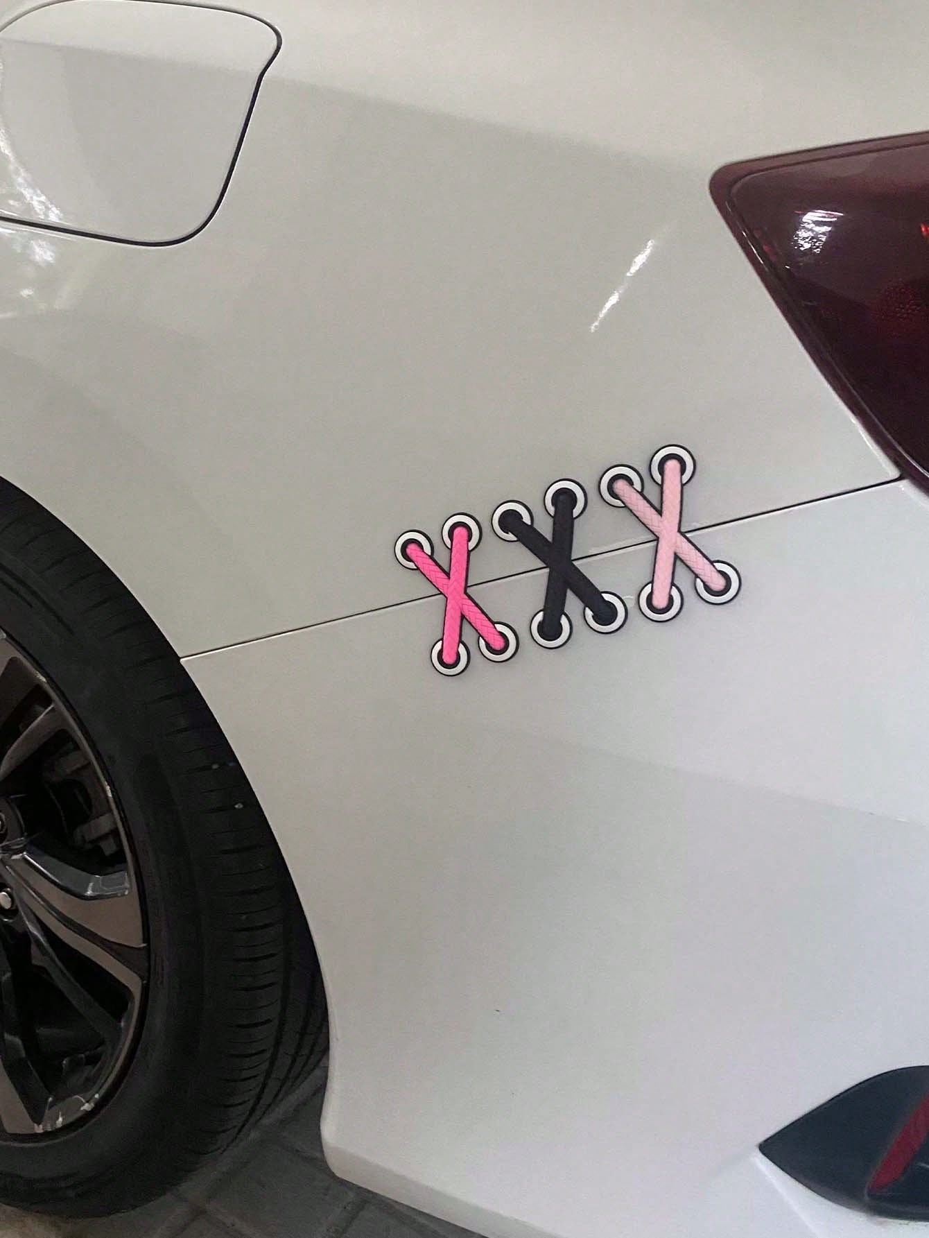 3D Shoelace Car Sticker, Creative Scratch Cover Decal, Suitable For Cars, Motorcycles And Scooters, Universal DIY Car Body Bumper Decoration Patch, Creative Car Exterior Accessory