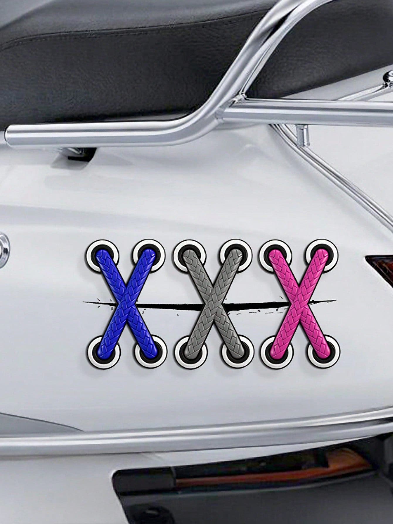 3D Shoelace Car Sticker, Creative Scratch Cover Decal, Suitable For Cars, Motorcycles And Scooters, Universal DIY Car Body Bumper Decoration Patch, Creative Car Exterior Accessory