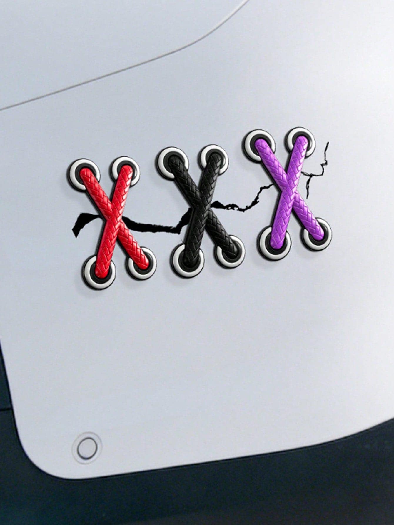 3D Shoelace Car Sticker, Creative Scratch Cover Decal, Suitable For Cars, Motorcycles And Scooters, Universal DIY Car Body Bumper Decoration Patch, Creative Car Exterior Accessory