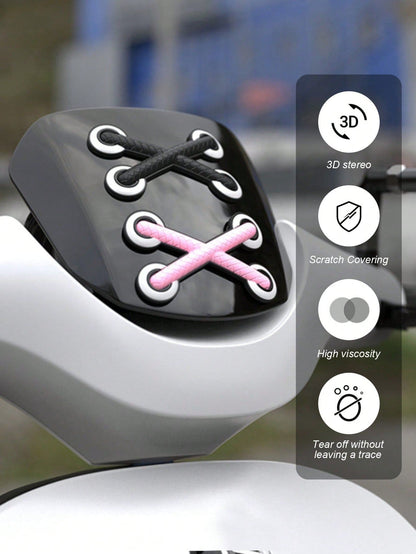 3D Shoelace Car Sticker, Creative Scratch Cover Decal, Suitable For Cars, Motorcycles And Scooters, Universal DIY Car Body Bumper Decoration Patch, Creative Car Exterior Accessory