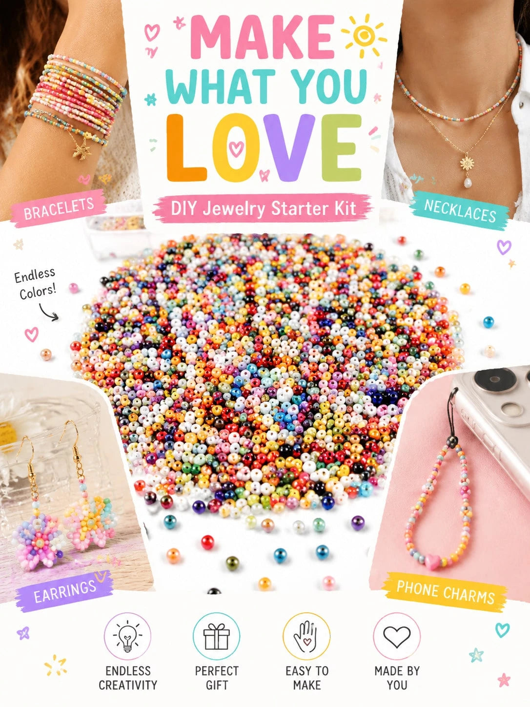 3mm 1 Pack Random Color Faux Ceramic Beads, Seed Beads DIY Jewelry Accessories Suitable For Earrings, Bracelets, Necklaces