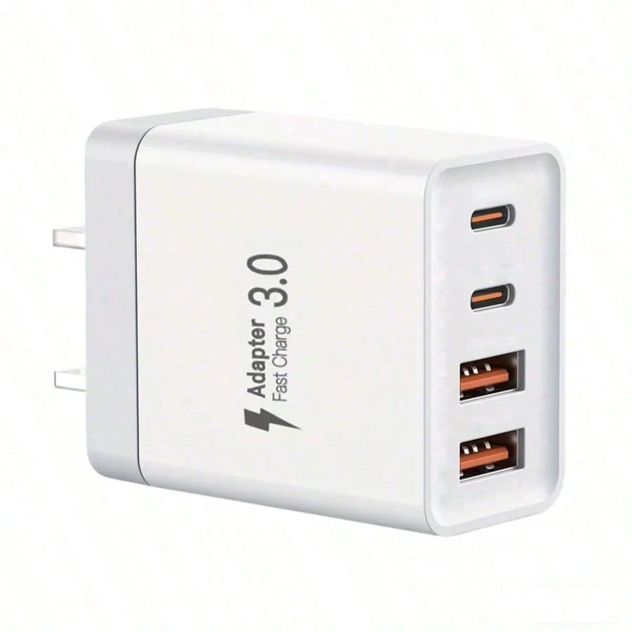 3PCS/2PCS/1PC 55W Super-Fast 4-Port Charger – Featuring 2 USB-A Ports And 2 USB-C Ports. Perfect For Home, Office, And Travel Use.