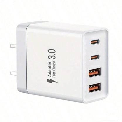 3PCS/2PCS/1PC 55W Super-Fast 4-Port Charger – Featuring 2 USB-A Ports And 2 USB-C Ports. Perfect For Home, Office, And Travel Use.