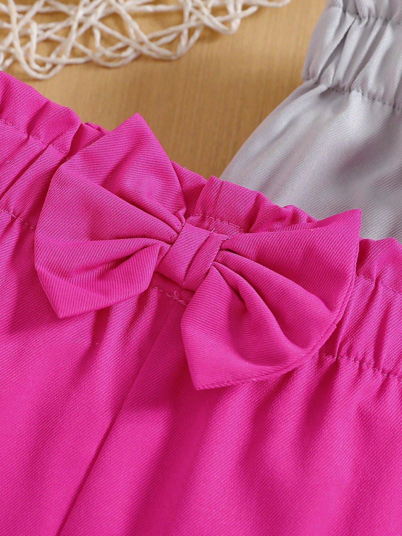 3pcs Baby Girls' Solid Color Bowknot Accent Straight Leg Pants, Suitable For Casual Outings, Spring/Autumn Holiday Travel Summer Relax