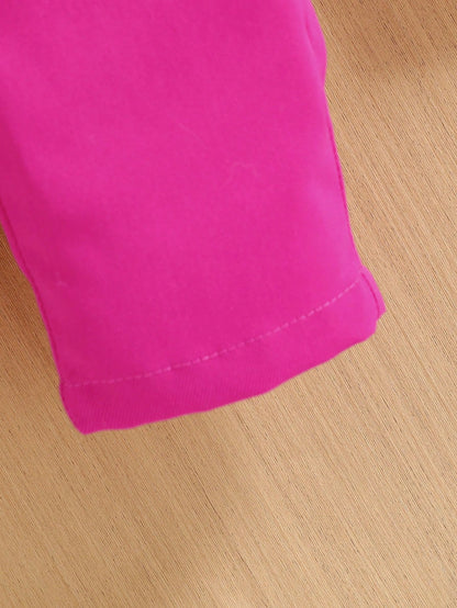 3pcs Baby Girls' Solid Color Bowknot Accent Straight Leg Pants, Suitable For Casual Outings, Spring/Autumn Holiday Travel Summer Relax