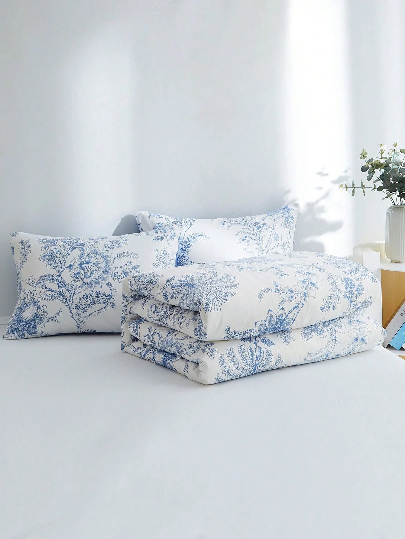 3pcs Floral Pattern Duvet Cover Set, Bedding, Super Soft & Skin-Friendly Duvet Cover, Washed, Floral Print Duvet Cover Set, Includes Pillow Case, Excludes Comforter, Suitable For Single Bed, Double Be