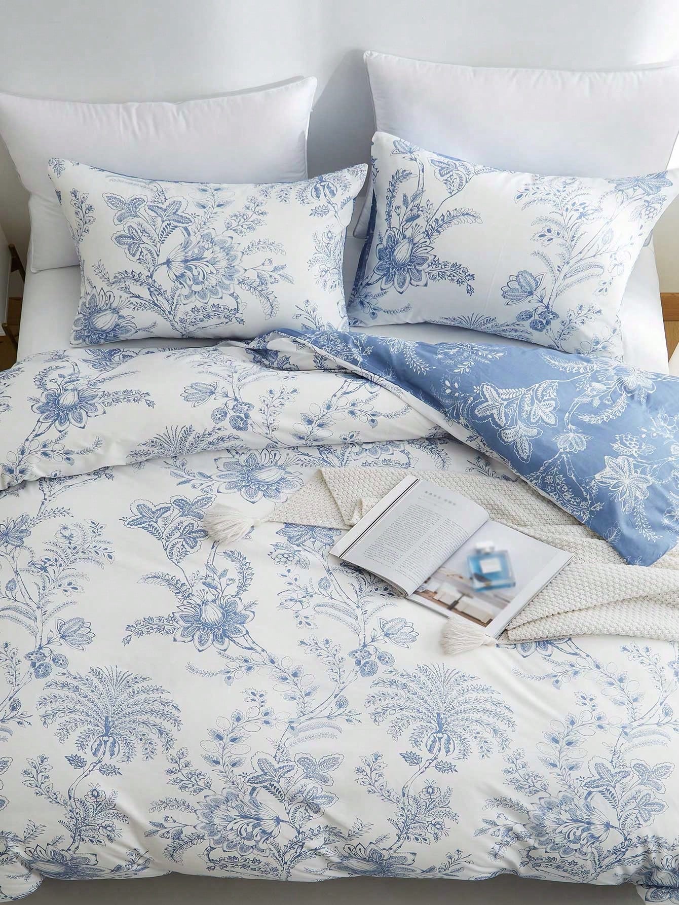 3pcs Floral Pattern Duvet Cover Set, Bedding, Super Soft & Skin-Friendly Duvet Cover, Washed, Floral Print Duvet Cover Set, Includes Pillow Case, Excludes Comforter, Suitable For Single Bed, Double Be