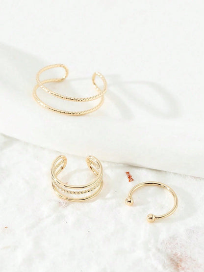 3pcs Minimalist Metal Wire Toe Rings Set, Women Summer Beach Jewelry