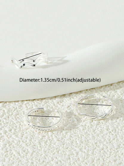 3pcs Minimalist Metal Wire Toe Rings Set, Women Summer Beach Jewelry