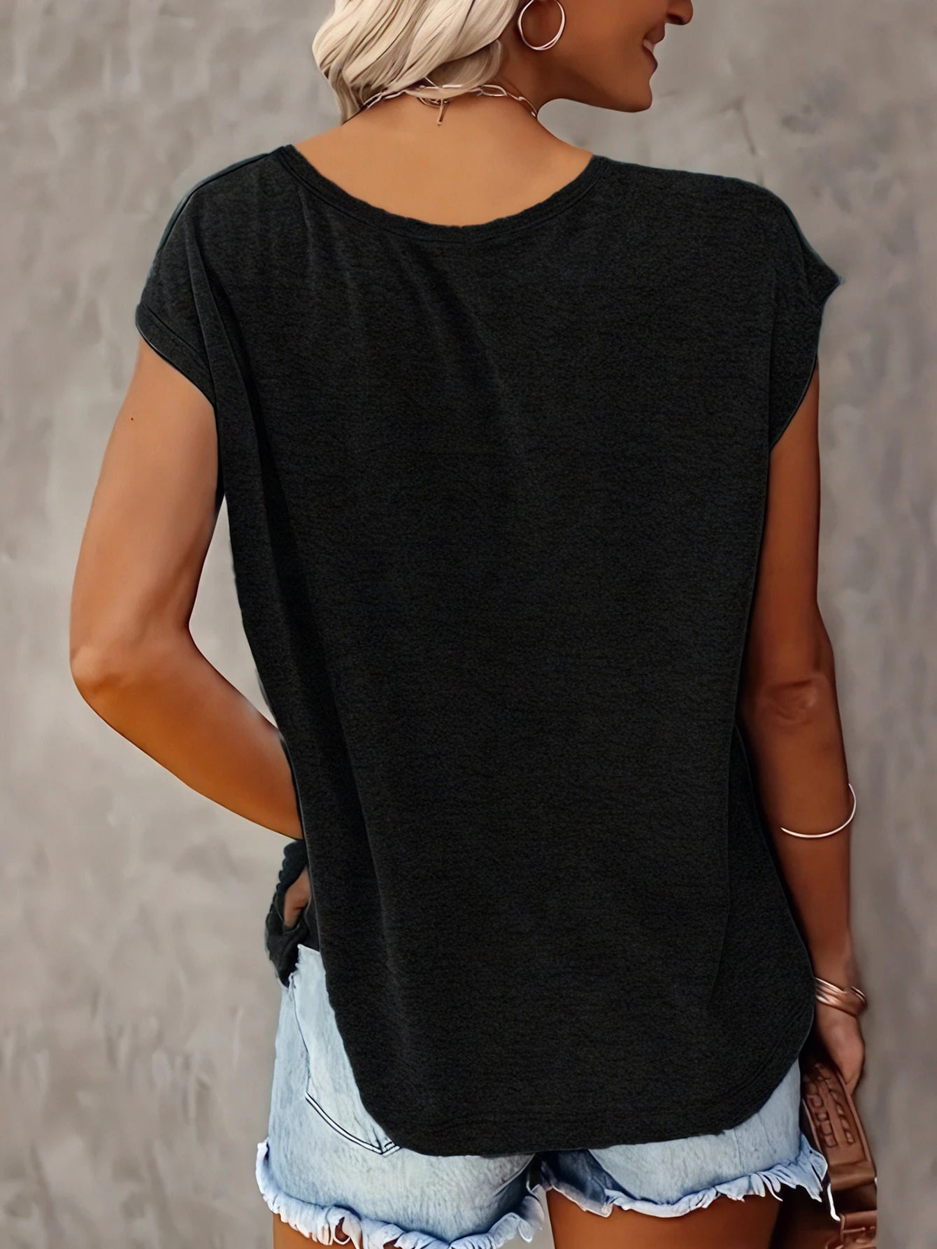 3pcs Plus Size Solid Color V-Neck T-Shirts, Casual Short Sleeve T-Shirts Spring Summer, Women's Clothing