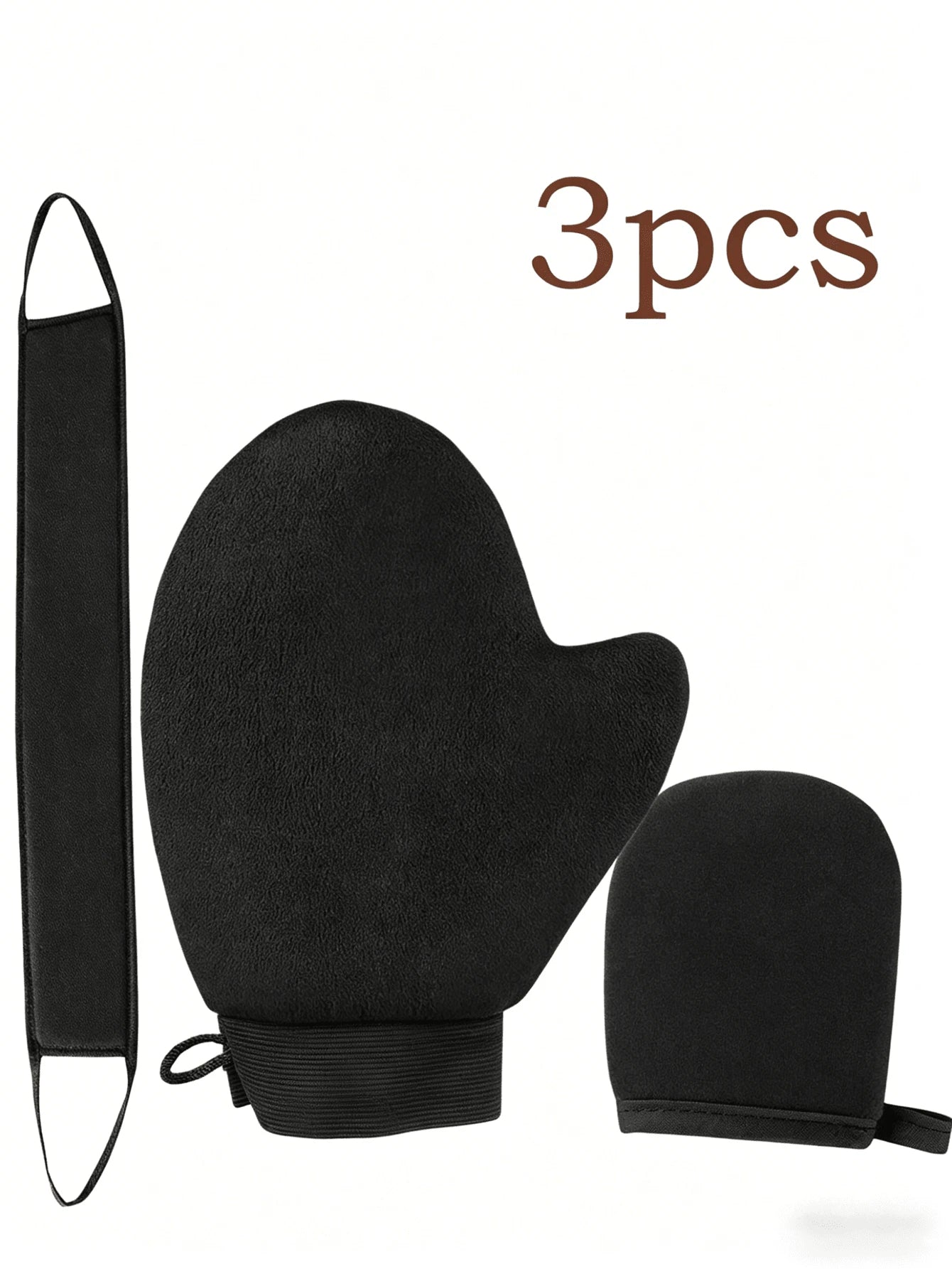 3pcs Self-Tanning Gloves And Back Applicator, Suitable For Face & Body Tanning Gloves, Back Applicator, Body Lotion Applicator Gloves, Quick Tanning Oil And Sunscreen Massage Care