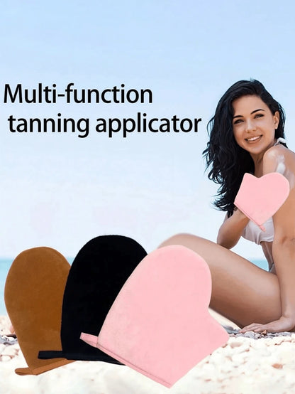 3pcs Self-Tanning Gloves And Back Applicator, Suitable For Face & Body Tanning Gloves, Back Applicator, Body Lotion Applicator Gloves, Quick Tanning Oil And Sunscreen Massage Care