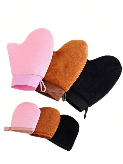 3pcs Self-Tanning Gloves And Back Applicator, Suitable For Face & Body Tanning Gloves, Back Applicator, Body Lotion Applicator Gloves, Quick Tanning Oil And Sunscreen Massage Care