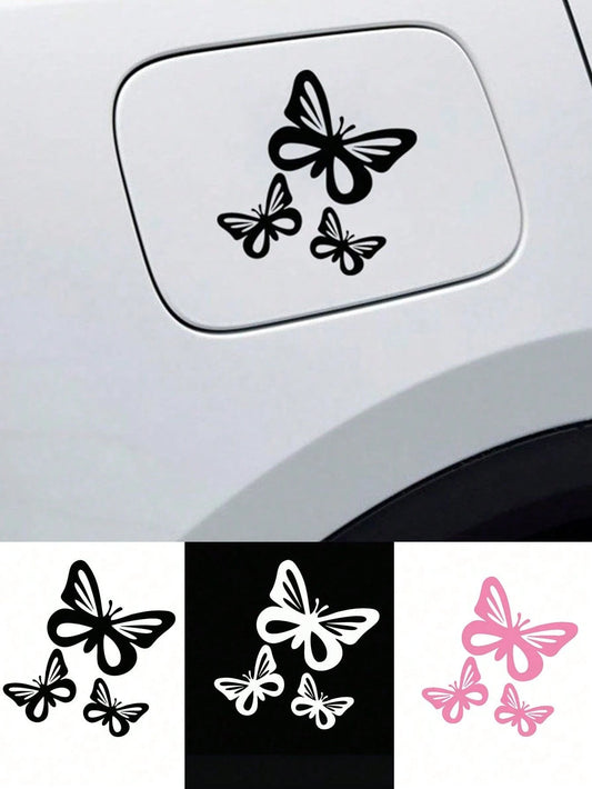 3pcs/Set Butterfly Car Stickers, Suitable For Fuel Tank Cap, Car Window, Bumper Decoration