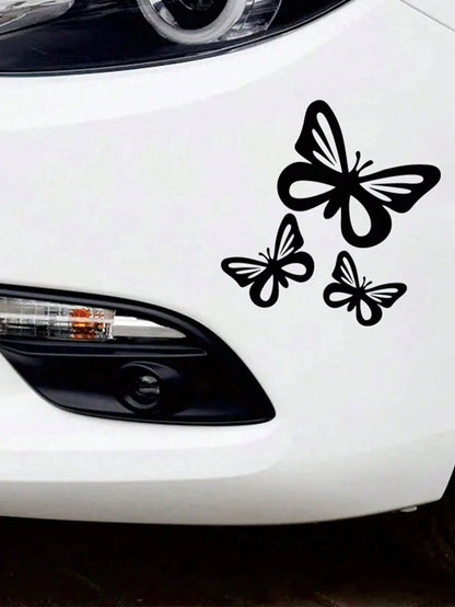 3pcs/Set Butterfly Car Stickers, Suitable For Fuel Tank Cap, Car Window, Bumper Decoration