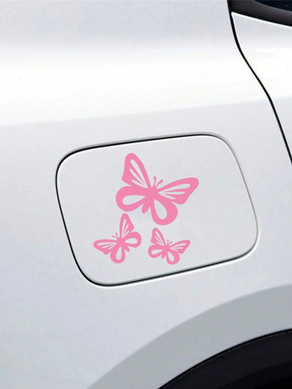 3pcs/Set Butterfly Car Stickers, Suitable For Fuel Tank Cap, Car Window, Bumper Decoration