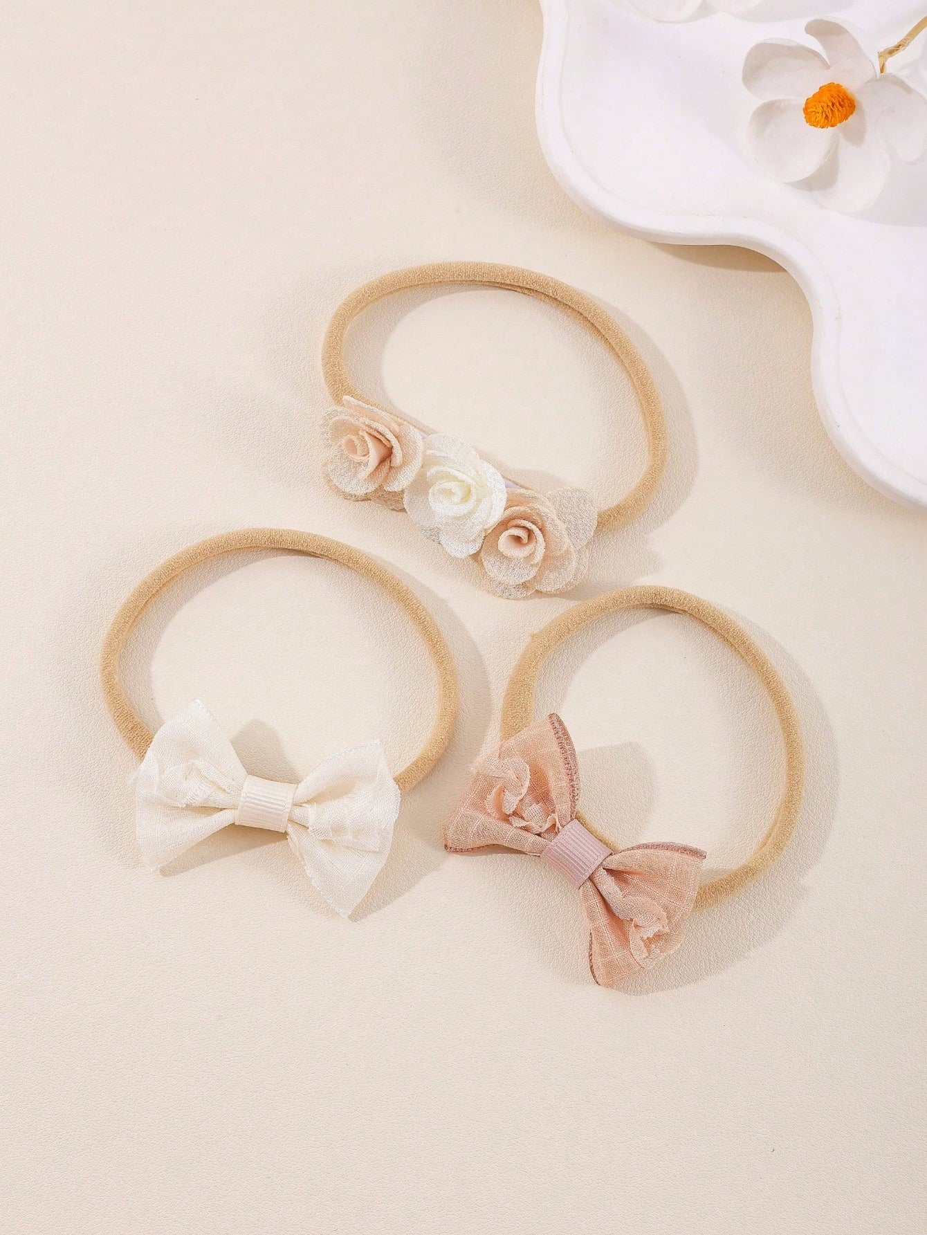 3pcs/Set Cute Baby Girl Headband, Knitted Flower Leaf Bow Hairband, Suitable For Daily Wear And Holiday Use (Paper Card Not Included)