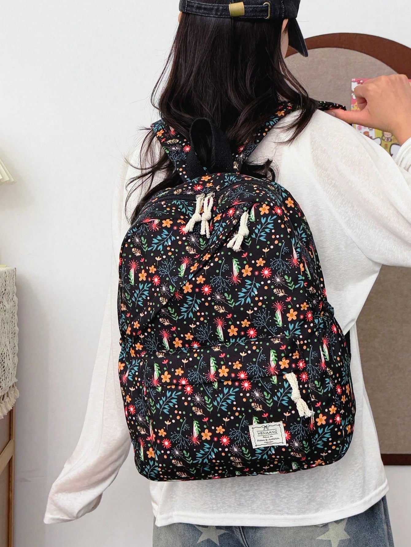 3pcs/Set Fresh Floral Mother-Daughter 3-Piece Backpack Set, Pastoral Small Floral Pattern Backpack Set, Includes Backpack + Lunch Bag + Pencil Case, Large Capacity Layered Storage, Front Zipper Pocket