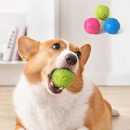 3pcs-Squeaky Dog Toy Balls. Made Of And Materials, Soft And Elastic. With Embossed Paw Prints, Durable And Bite-Resistant. These Are Dog Toy Balls, Perfect For Daily Interaction And Training. Random C