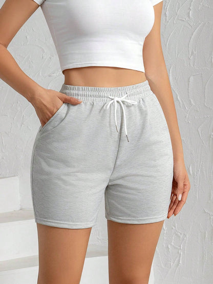 3pcs Women Sports Shorts With Drawstring Pockets, Ladies Activewear Running Training Fitness Beachwear Summer