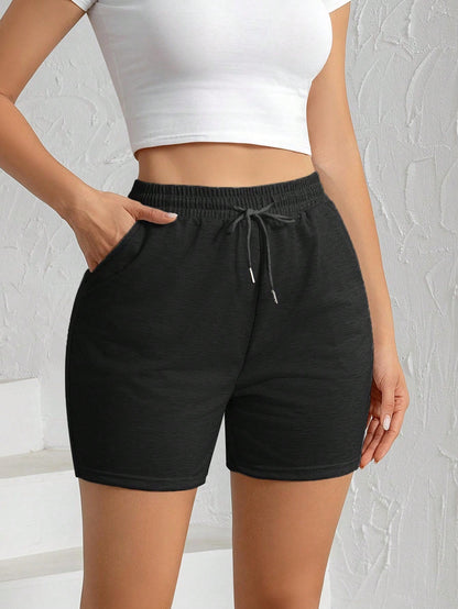 3pcs Women Sports Shorts With Drawstring Pockets, Ladies Activewear Running Training Fitness Beachwear Summer