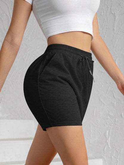 3pcs Women Sports Shorts With Drawstring Pockets, Ladies Activewear Running Training Fitness Beachwear Summer