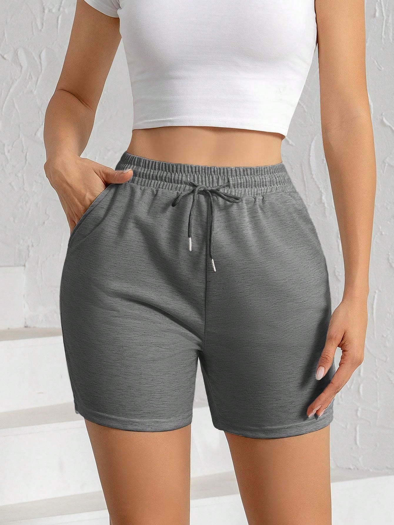 3pcs Women Sports Shorts With Drawstring Pockets, Ladies Activewear Running Training Fitness Beachwear Summer
