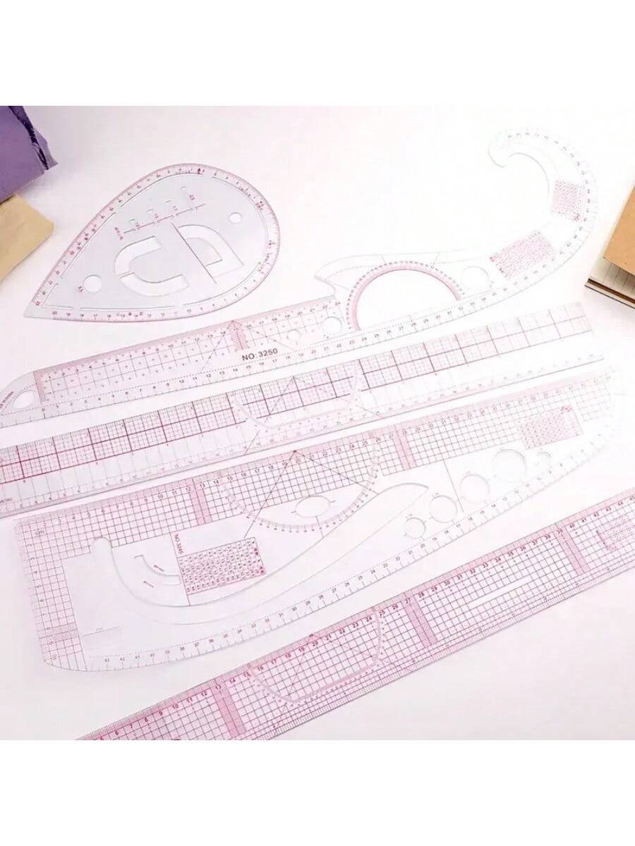 4-10pcs PVC Plate Placing Ruler Clothing Proportion Plate Making Curve Cutting Sewing Tools Multi-Functional Pattern Rule Drawing Template DIY Sewing Accessories Tool Kit