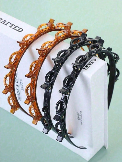 4/2/1pc New Korean Style Hollow Woven Headband Knitted Hair Clip Women Hair Accessories Daily Use Suitable For Curly Hair Styling Skincare Face Washing Makeup Masking Travel Hair Care