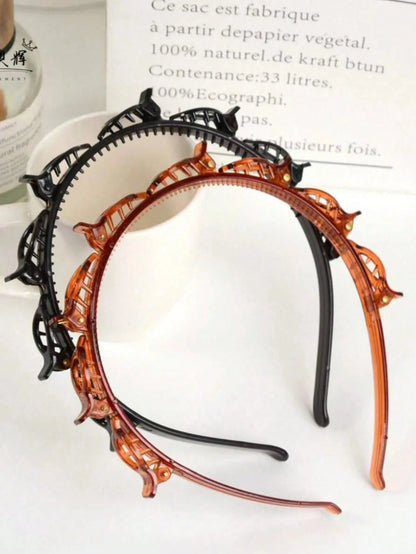 4/2/1pc New Korean Style Hollow Woven Headband Knitted Hair Clip Women Hair Accessories Daily Use Suitable For Curly Hair Styling Skincare Face Washing Makeup Masking Travel Hair Care