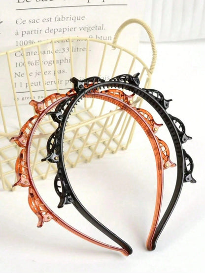 4/2/1pc New Korean Style Hollow Woven Headband Knitted Hair Clip Women Hair Accessories Daily Use Suitable For Curly Hair Styling Skincare Face Washing Makeup Masking Travel Hair Care