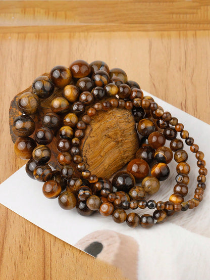 4 6 8 10 Mm Natural Stone Tiger Eye Bracelet Tiger Eyes Beads Bracelet For Men Women Yoga Healing Bracelets Jewelry